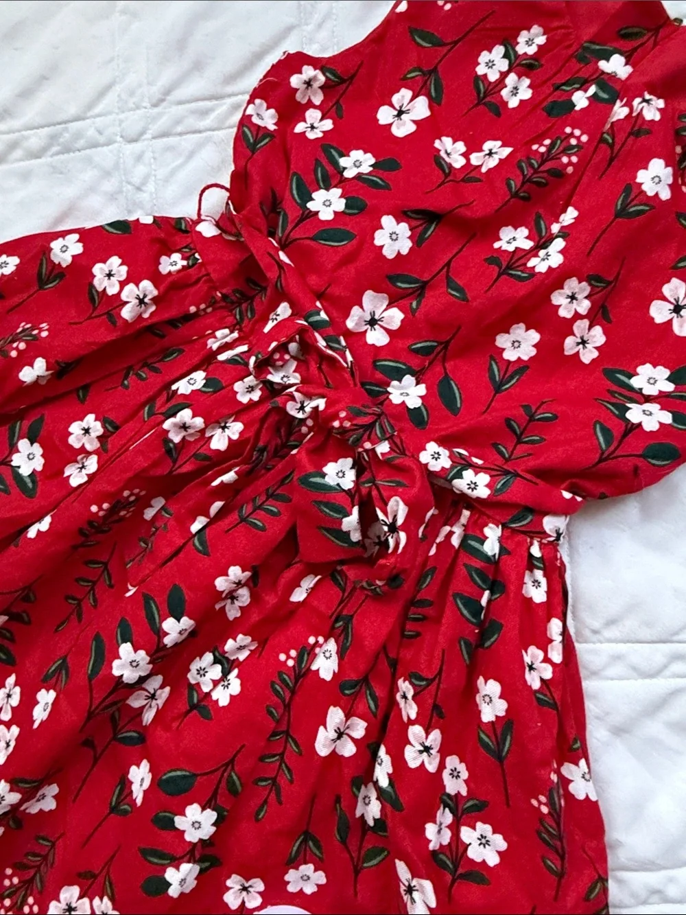 Carter's Red Floral Tie-Waist Sleeveless Dress